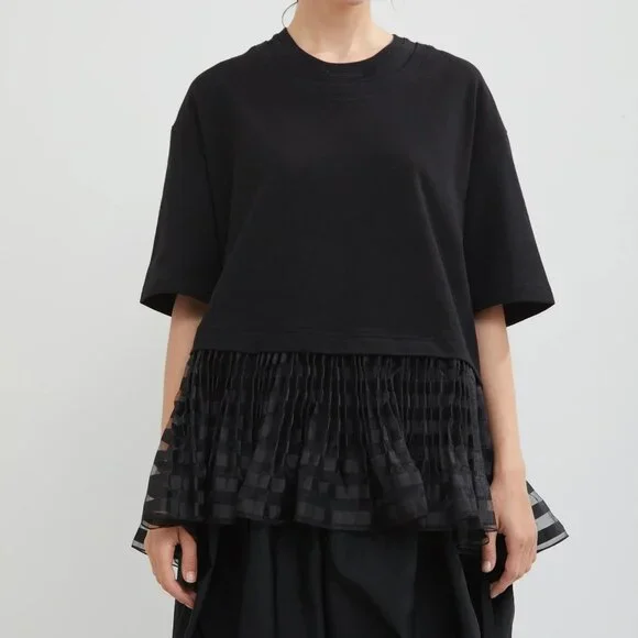 jw anderson cropped sweat top with pleated hem - Picture 3 of 5